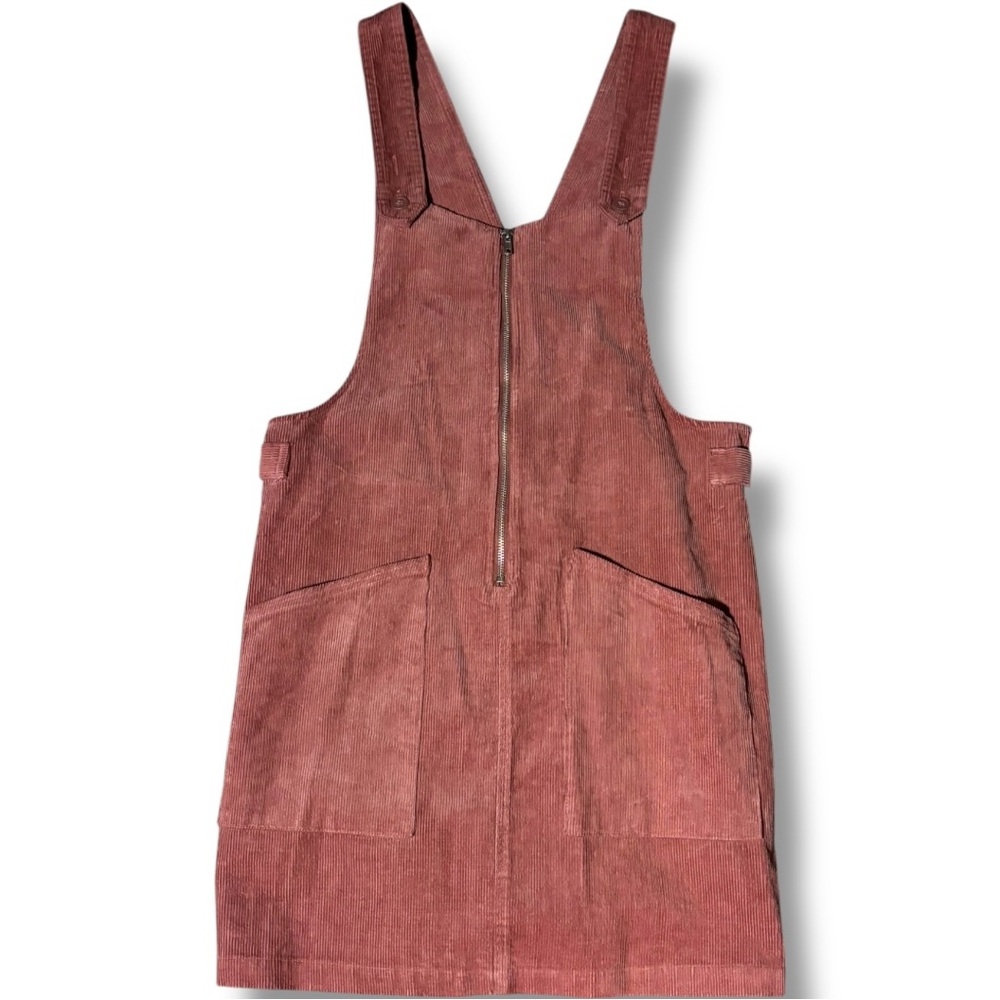 Wild Fable Dusty Rose Corduroy Zip Front/Pockets Sleeveless Overall Mini Dress - Picture 8 of 16